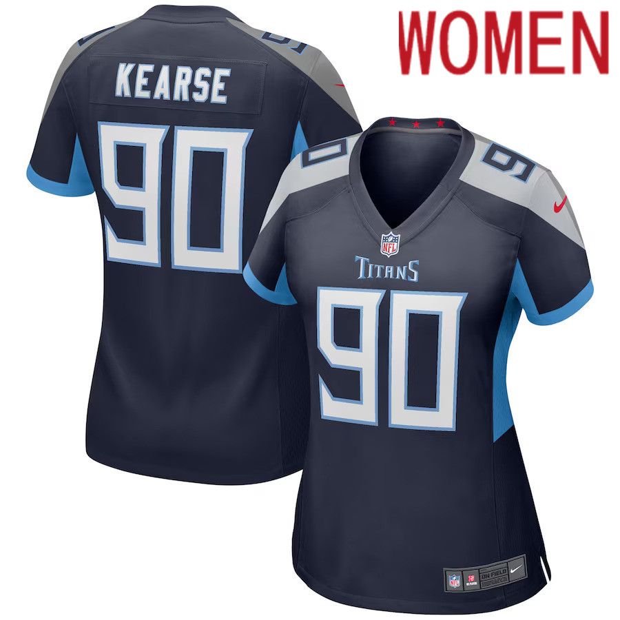 Women Tennessee Titans #90 Jevon Kearse Nike Navy Game Retired Player NFL Jersey->women nfl jersey->Women Jersey